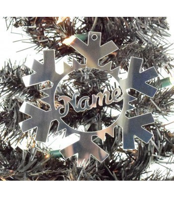 Laser Cut Personalised Mirrored Acrylic Snowflake Bauble - 120mm Size